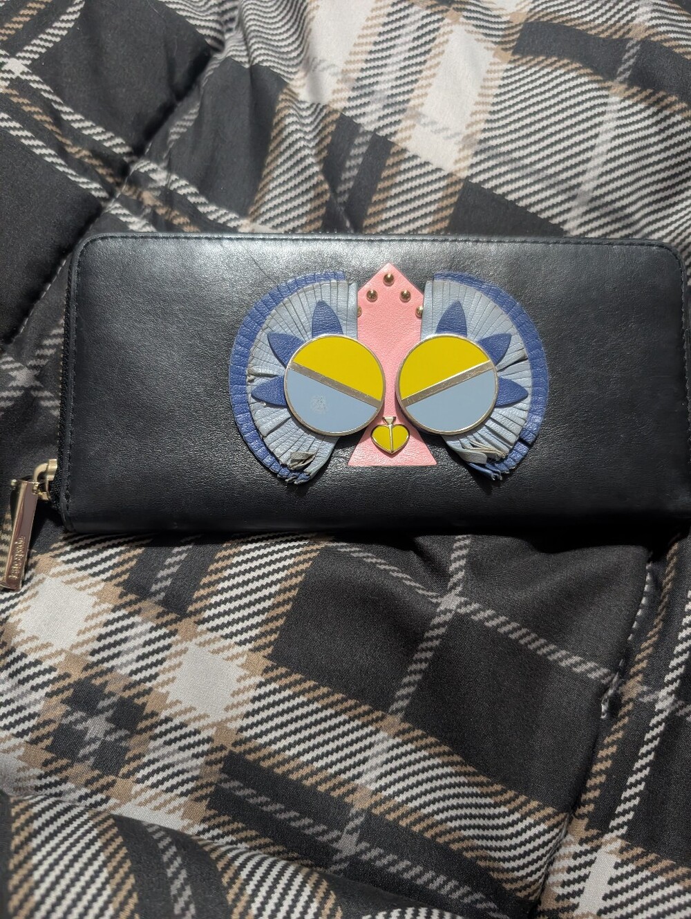 Kate Spade Black Spademals Preeny Peacock Continental Wallet